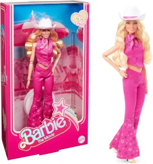 Barbie: The Movie Collectible Doll Margot Robbie as in Pink Western Outfit, Pink,silver