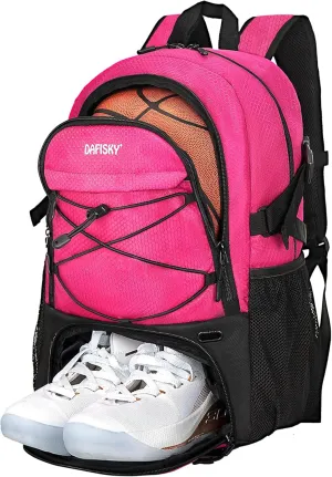 Basketball Backpack with Ball Compartment – Large Basketball Bag with Shoes Compartment Soccer Volleyball Bag Sports Backpack for Football, Pink
