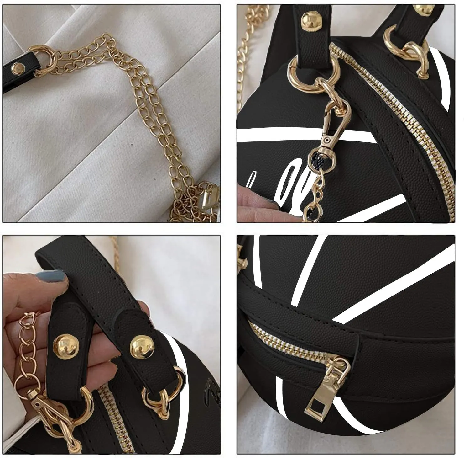 Basketball Purse For Women Novelty Crossbody Purses Small Cute Tote Bag PU Leather Round Handbags