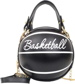 Basketball Purse For Women Novelty Crossbody Purses Small Cute Tote Bag PU Leather Round Handbags