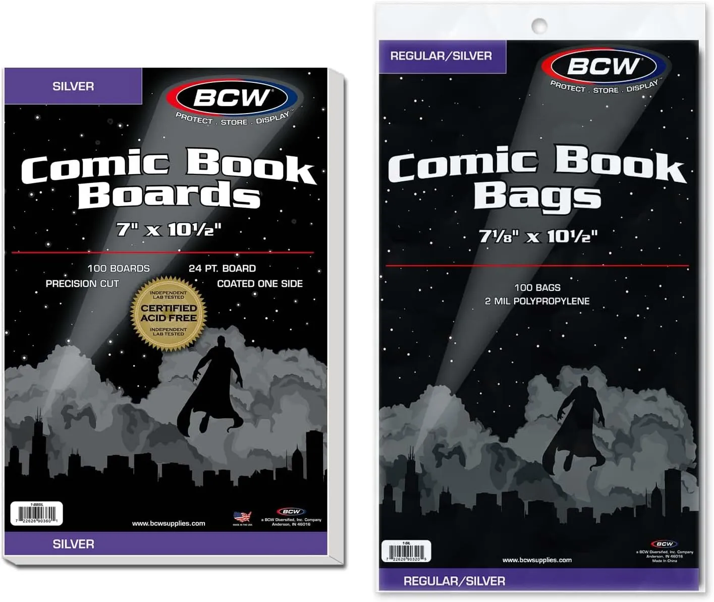 BCW Silver Age Comic Bags and Backer Boards - 100 ct