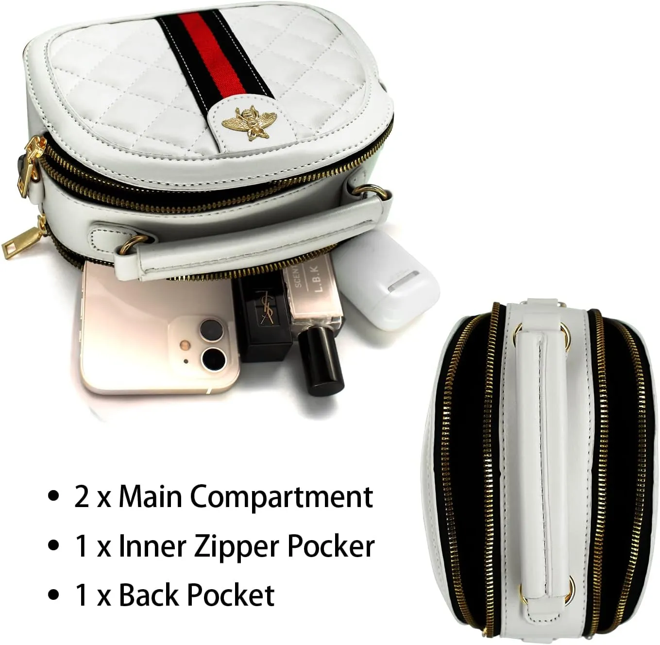Beatfull Designer Bee Crossbody Bags for Women Leather Quilted Shoulder Purse Small Top Handle Handbag