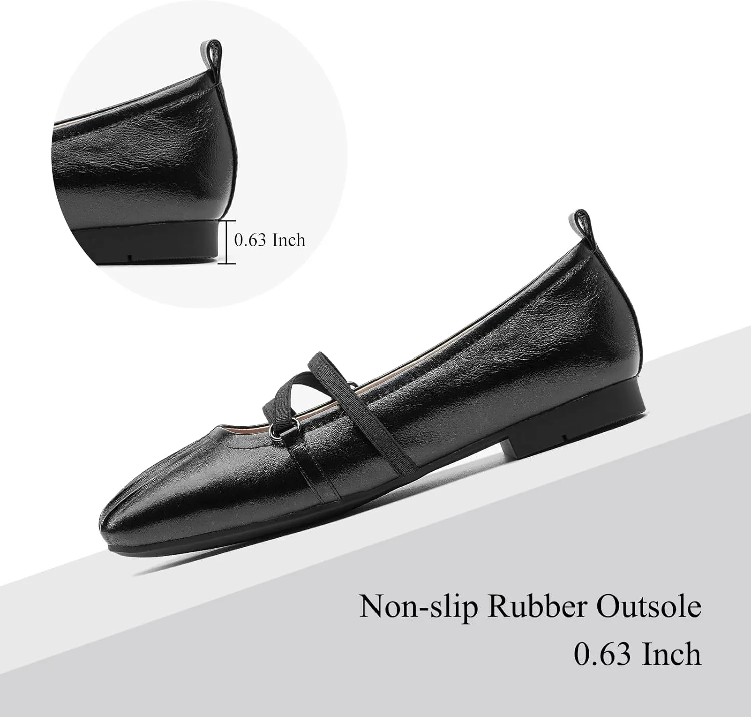 BEAU TODAY Mary Jane Shoes Women, Leather Flats Shoes for Women, Genuine Ballet Flats for Women with Adjustable Strap, Comfortable Square Toe Mary Jane Flats Dreesy