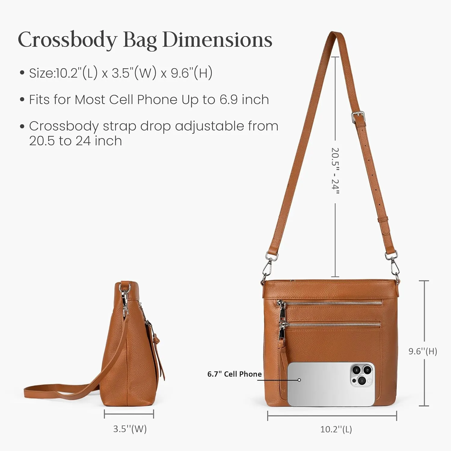 befen Genuine Leather Crossbody Bags for Women, Women's Lightweight Medium Crossbody Shoulder Purses Handbags