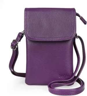 befen Genuine Leather Small Crossbody Bags for Women Cell Phone Bag Cross Body Purses,Silver Zipper