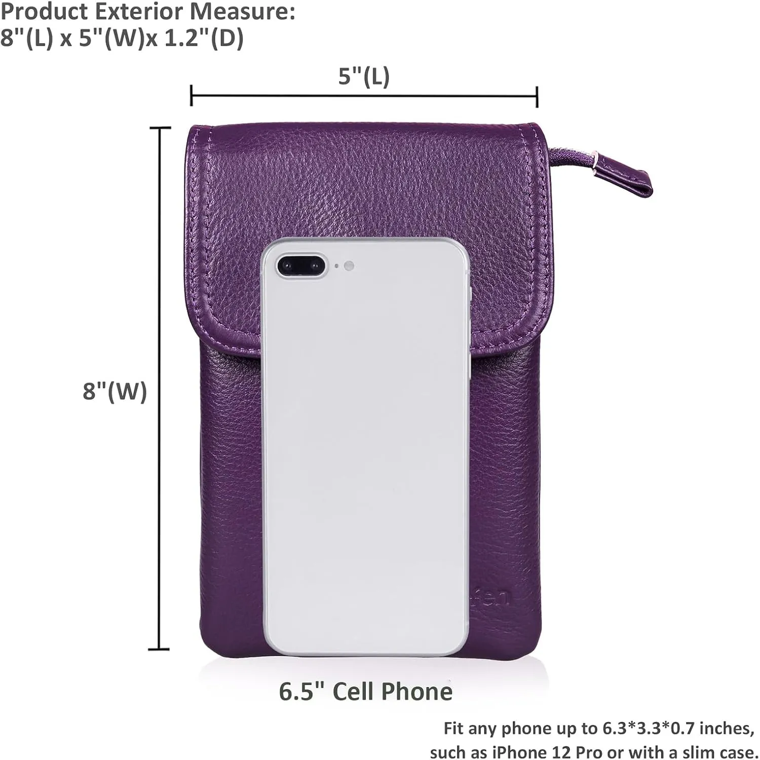 befen Genuine Leather Small Crossbody Bags for Women Cell Phone Bag Cross Body Purses,Silver Zipper