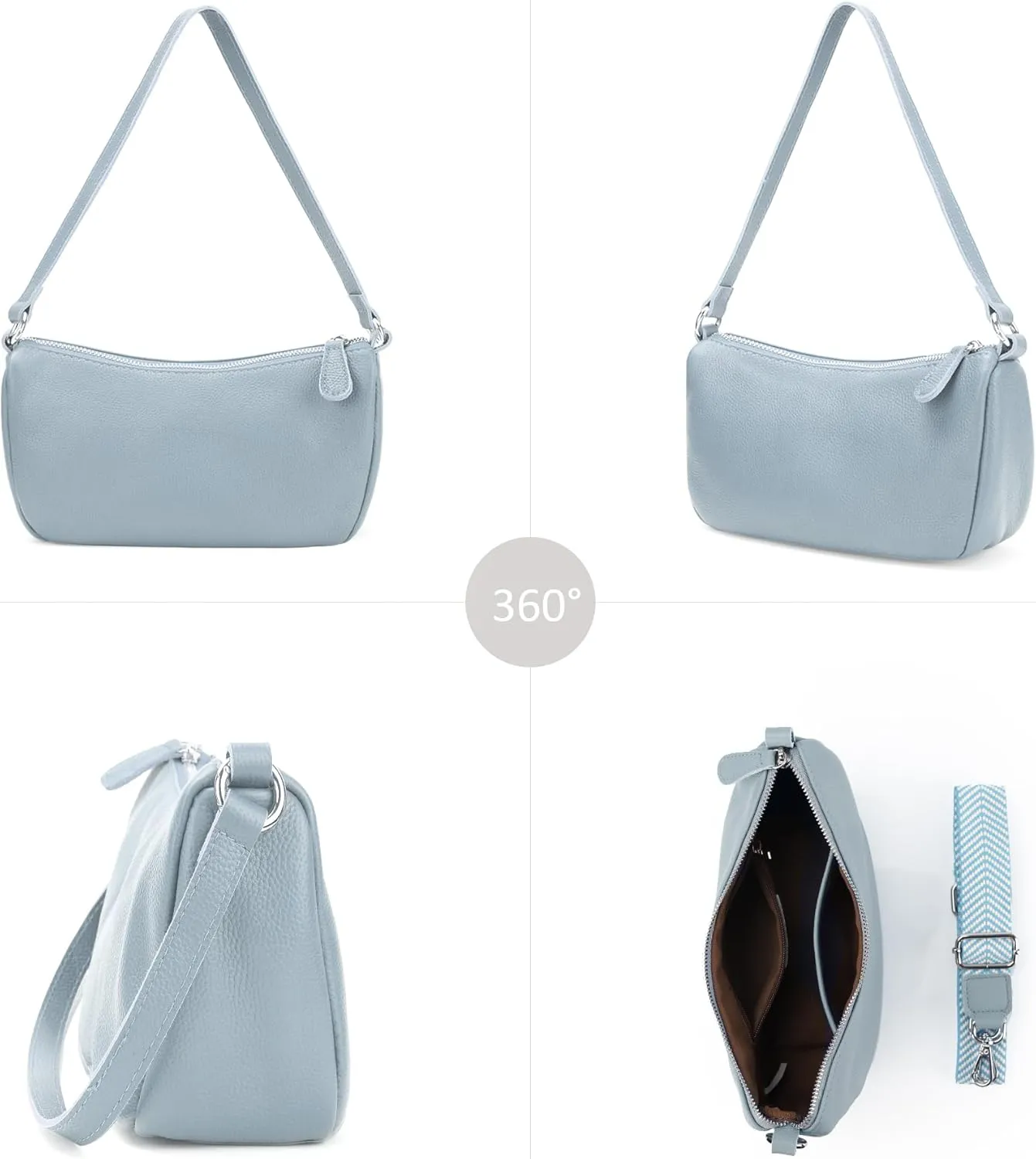 befen Genuine Leather Small Crossbody Bags Purses for Women Pocketbooks Shoulder Bag Satchel Purse with Multi Zipper Pockets