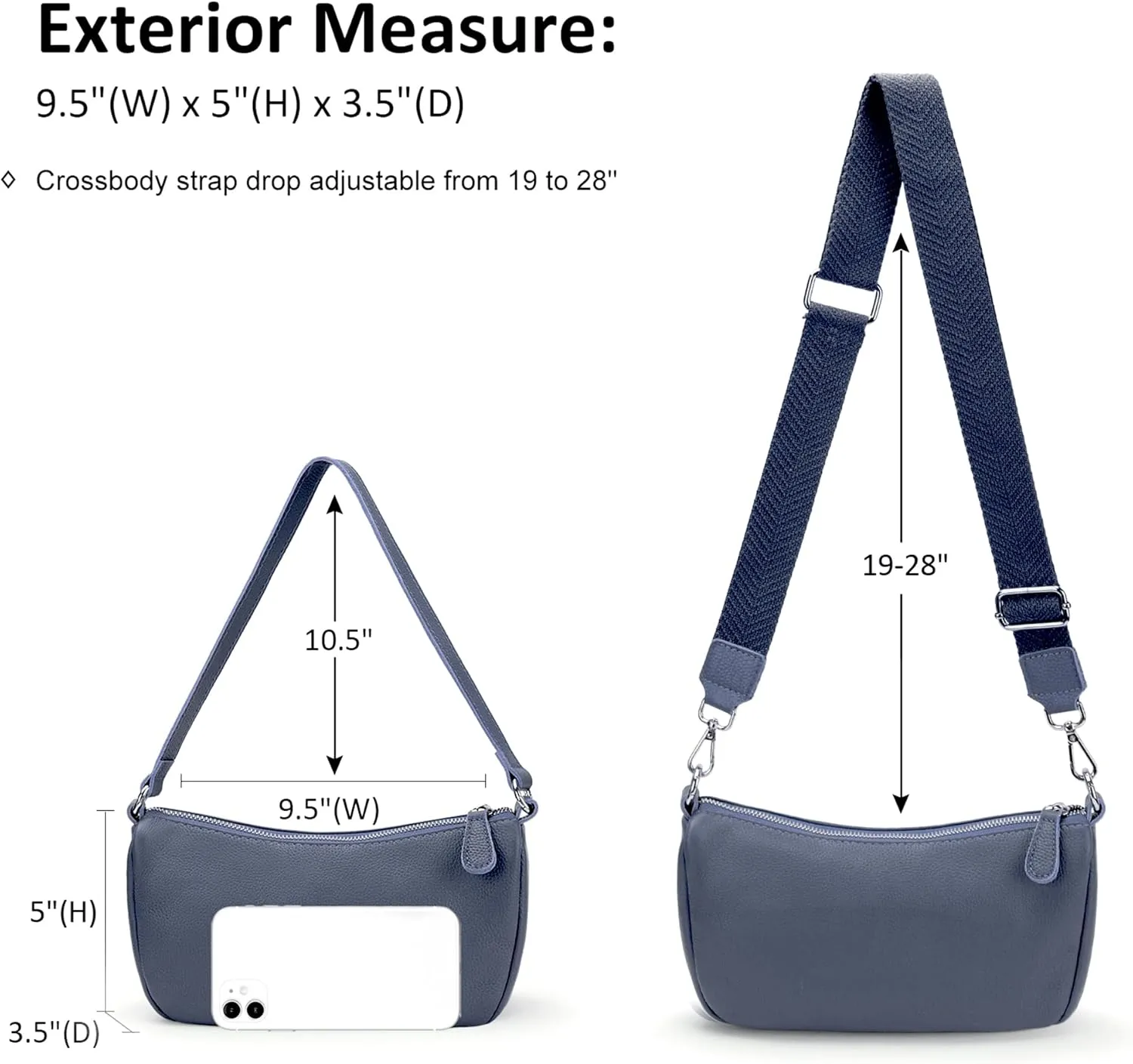 befen Genuine Leather Small Crossbody Bags Purses for Women Pocketbooks Shoulder Bag Satchel Purse with Multi Zipper Pockets