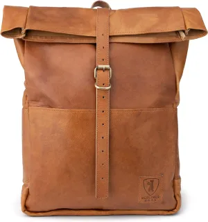 BERLINER BAGS Vintage Genuine Leather Backpack Paris, Travel Backpack, Utility Backpack, Bookbag for Women and Men - Brown