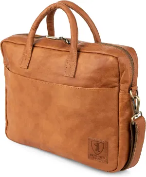 BERLINER BAGS Vintage Genuine Leather Laptop Bag Madrid, Work Bag, Briefcase for Men and Women - Brown