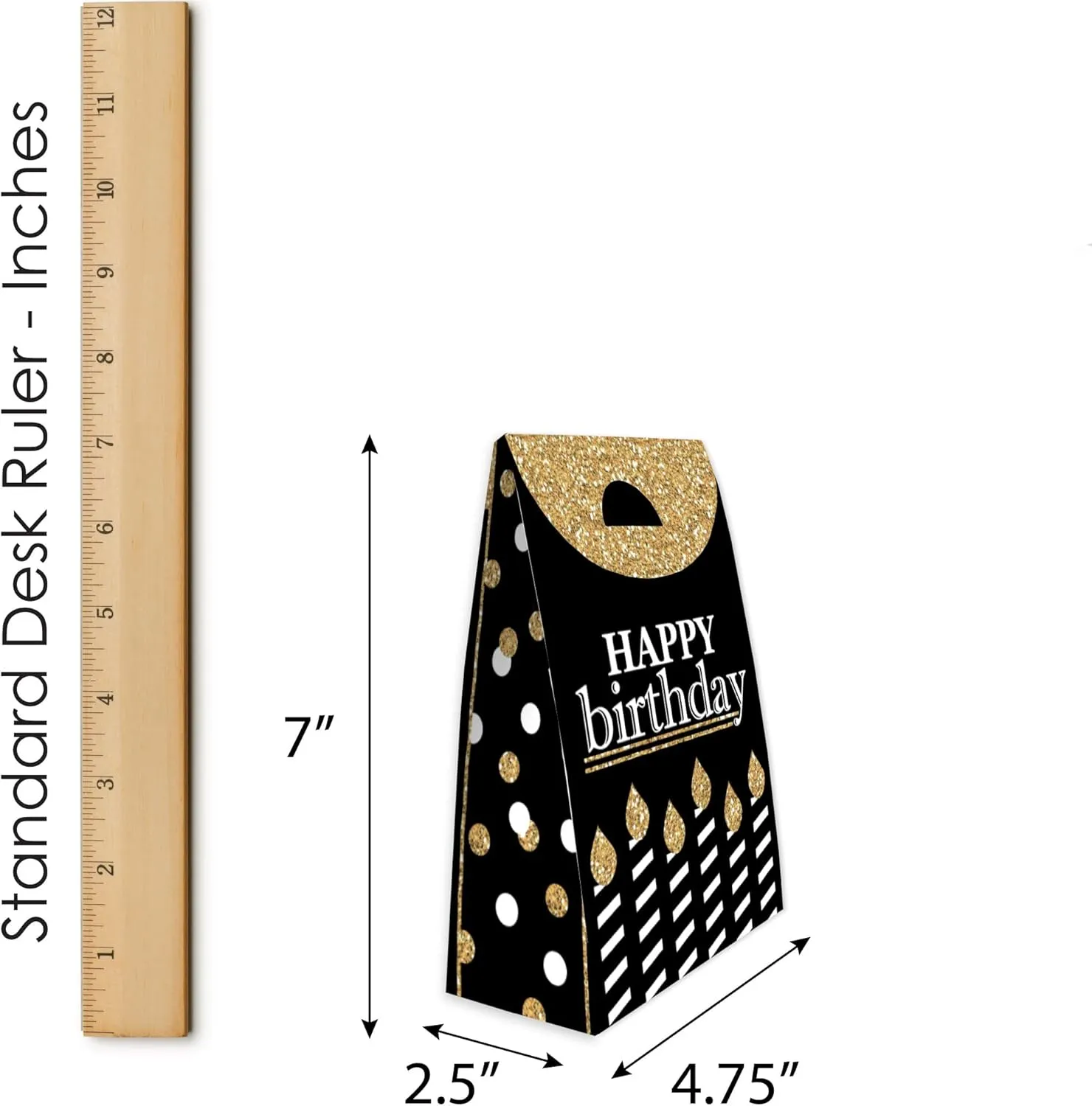 Big Dot of Happiness Adult Happy Birthday - Gold - Birthday Gift Favor Bag - Party Goodie Boxes - Set of 12