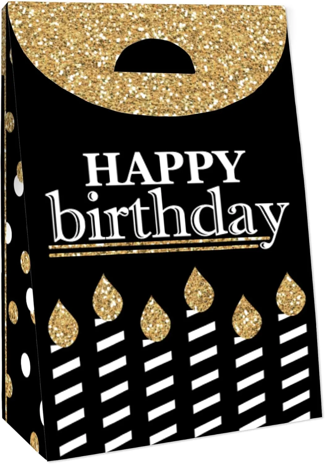 Big Dot of Happiness Adult Happy Birthday - Gold - Birthday Gift Favor Bag - Party Goodie Boxes - Set of 12