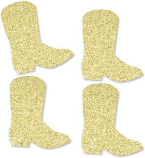 Big Dot of Happiness Gold Glitter Cowboy Boot - No-Mess Cut-Outs - Western Baby Shower, Birthday or Bachelorette Party Confetti - Set of 24