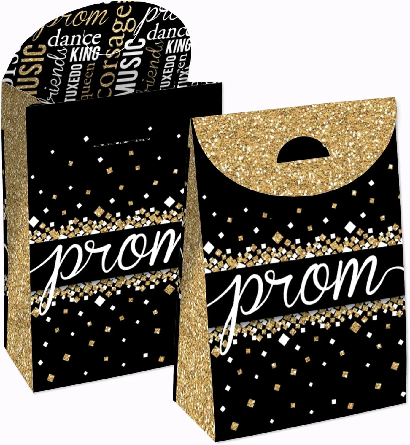 Big Dot of Happiness Prom - Prom Night Gift Favor Bags - Party Goodie Boxes - Set of 12
