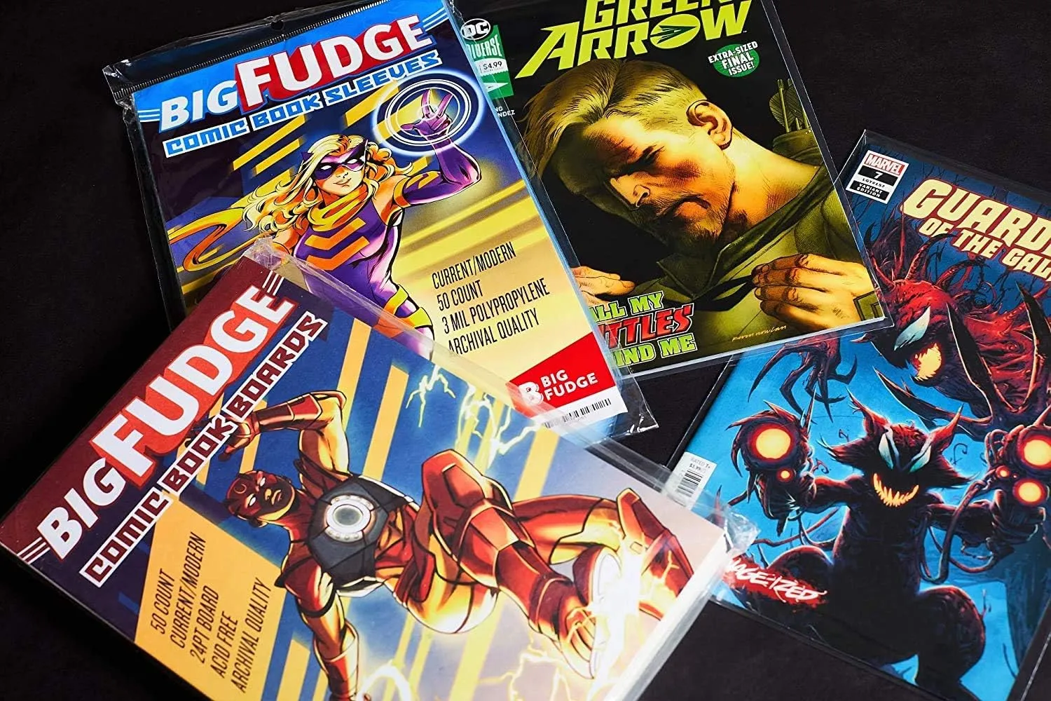 Big Fudge Comic Book Bags and Boards - Comic Book Storage Sleeves - Resealable Toploader Bag Plastic Protector Sleeves - Hard Backing Board - Cover Protectors - Comics After Silver Age or Gold Age