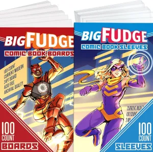 Big Fudge Comic Book Bags and Boards - Comic Book Storage Sleeves - Resealable Toploader Bag Plastic Protector Sleeves - Hard Backing Board - Cover Protectors - Comics After Silver Age or Gold Age