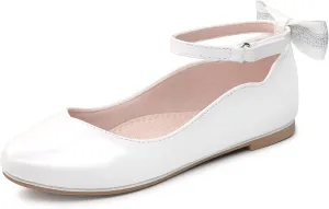 Bigwow Girls Mary Jane Dress Shoes Princess Ballet Flats with Bow Wedding Party Flower Girl Back to School Shoes for Little/Big Kids