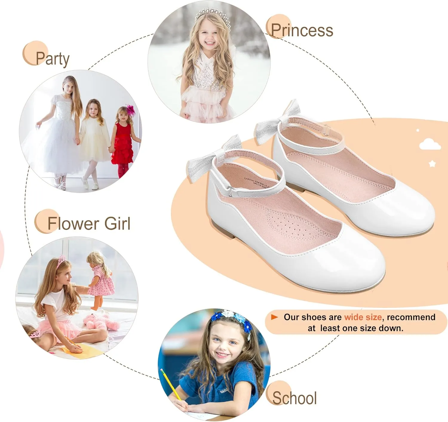 Bigwow Girls Mary Jane Dress Shoes Princess Ballet Flats with Bow Wedding Party Flower Girl Back to School Shoes for Little/Big Kids