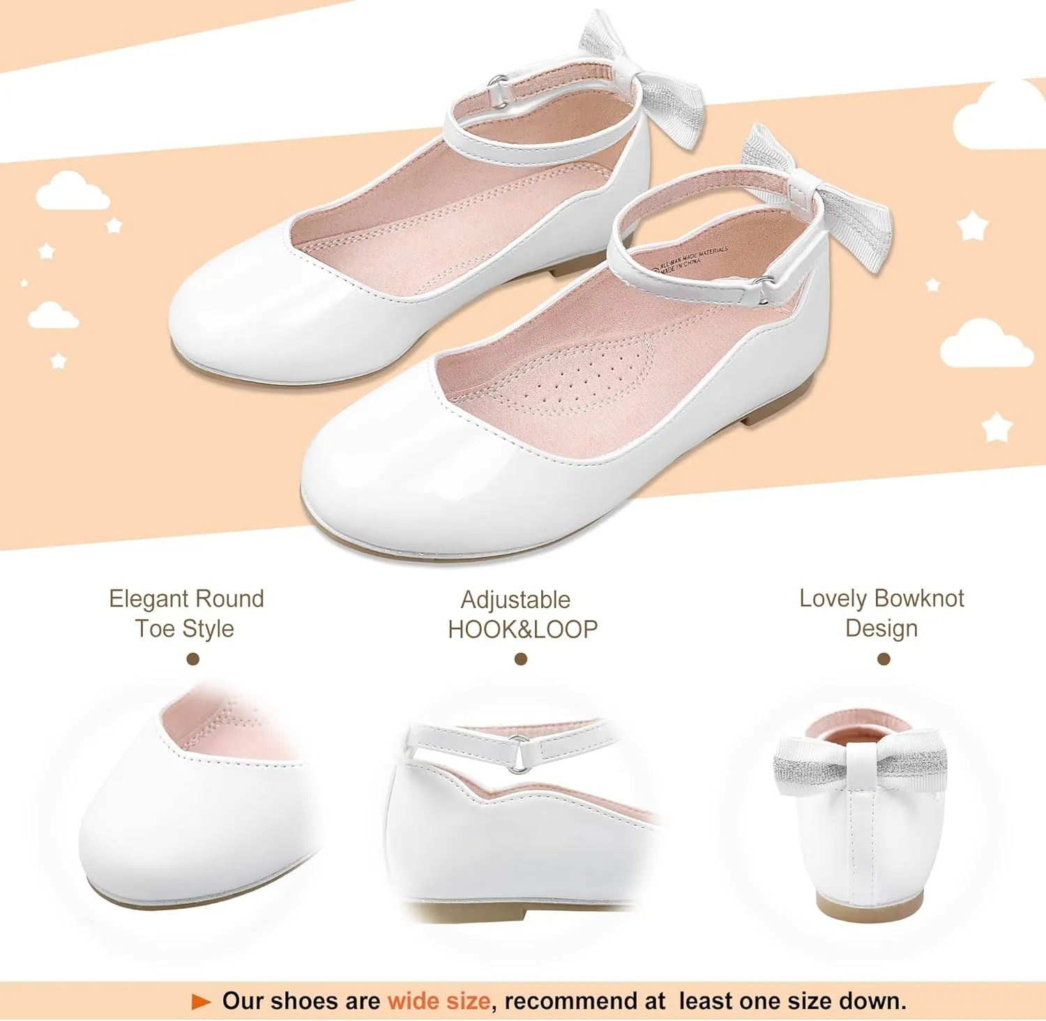 Bigwow Girls Mary Jane Dress Shoes Princess Ballet Flats with Bow Wedding Party Flower Girl Back to School Shoes for Little/Big Kids