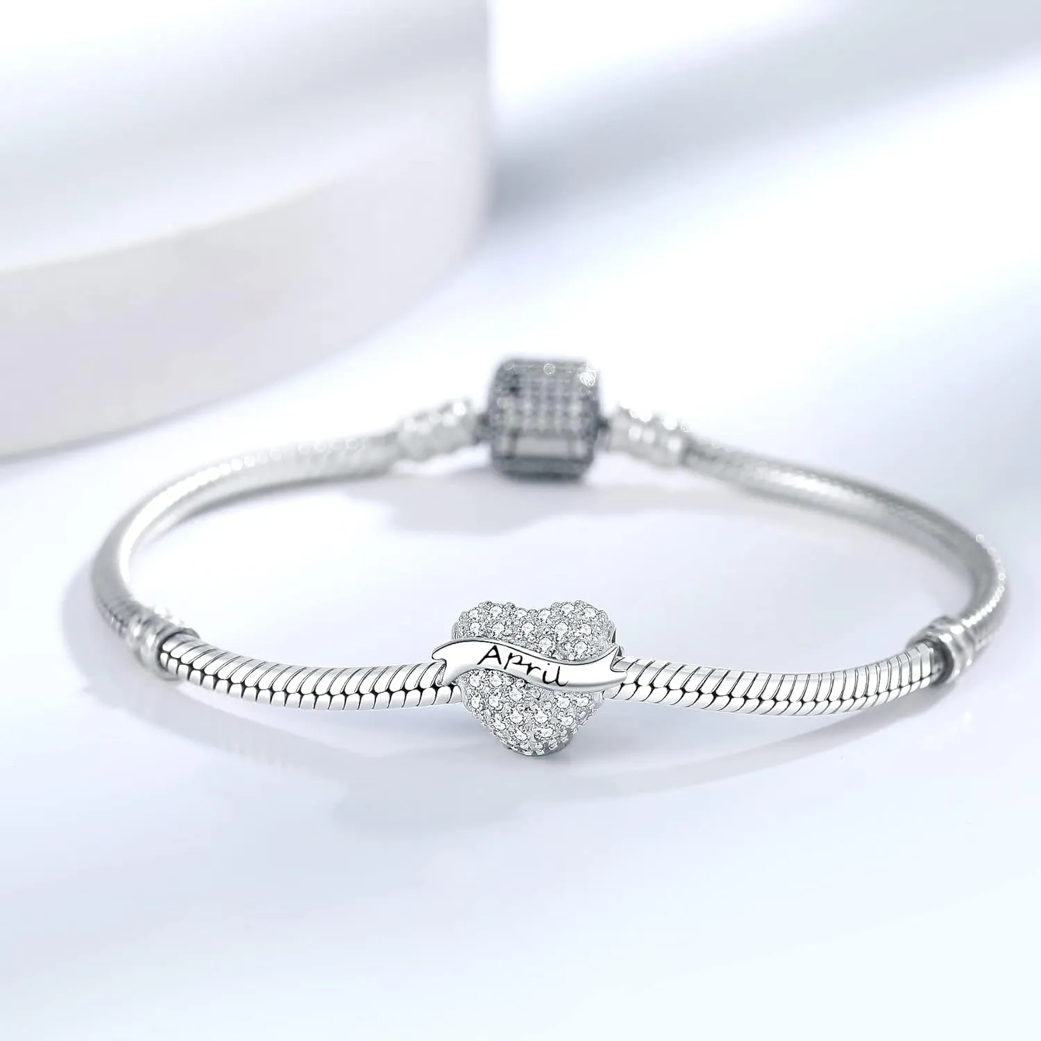 Birthstone Charms 925 Sterling Silver Love Heart Beads Fit Pandora Charms Bracelet, Fit Mother's Day Christmas Birthday Gift