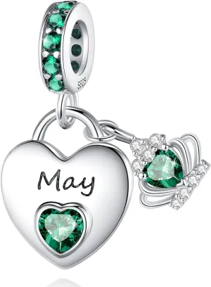 Birthstone Charms for Charms Bracelet: 925 Sterling Silver Heart Dangle Charms for Bracelets and Necklaces, Birthday Mother's Day Christmas Jewelry Gifts For Women.
