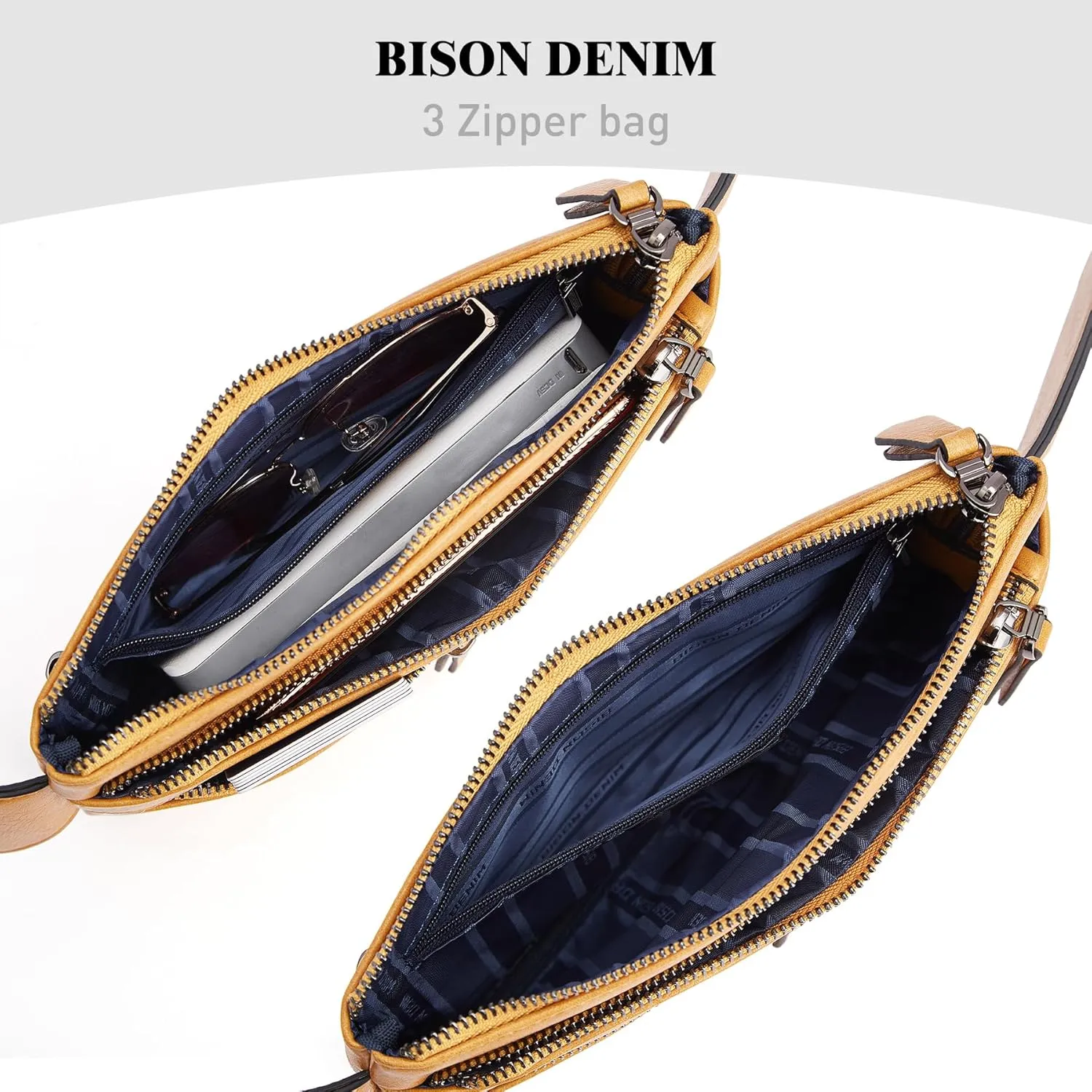 BISON DENIM Leather Waist Pack Fanny Pack Hip Purse Travel Hiking Bum Bag Belt Bag for Men Women