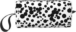 Black & White Big Dot print Cosmetic Makeup Bags Pouch with Zipper Makeup Bag Travel Cosmetic Bags,Travel Toiletry Case