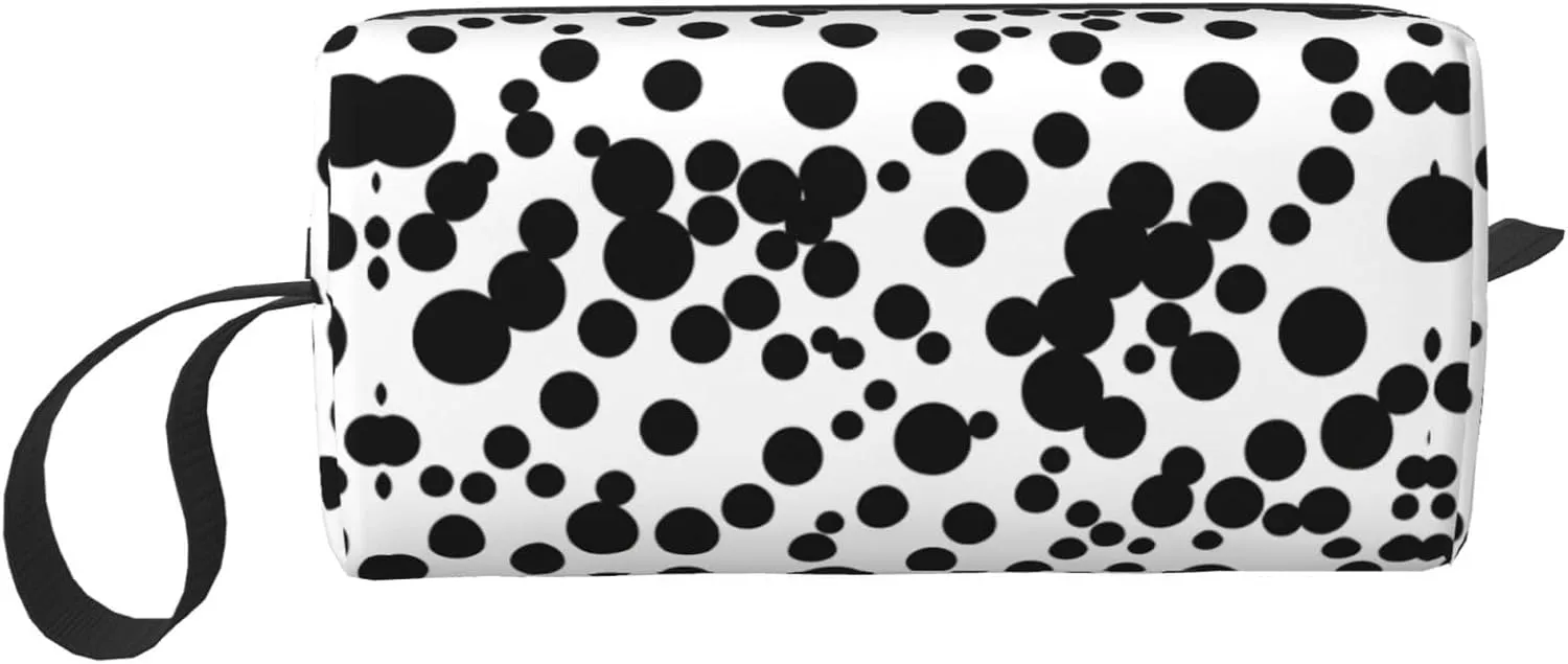 Black & White Big Dot print Cosmetic Makeup Bags Pouch with Zipper Makeup Bag Travel Cosmetic Bags,Travel Toiletry Case