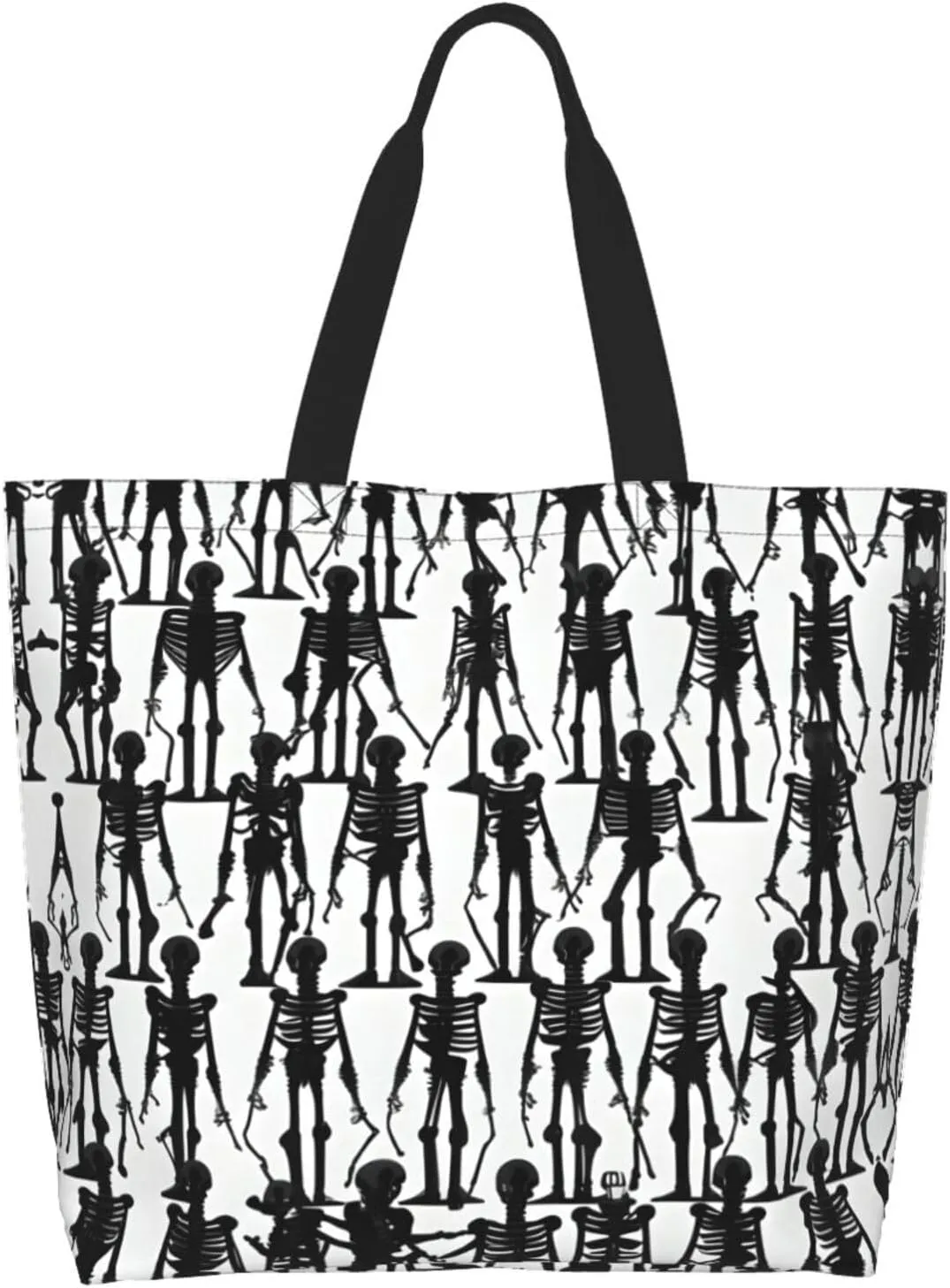 Black White Glitter Print Shoulder Bag For Women Shopping Bags Tote Bag Large Storage Handbag Grocery Bags