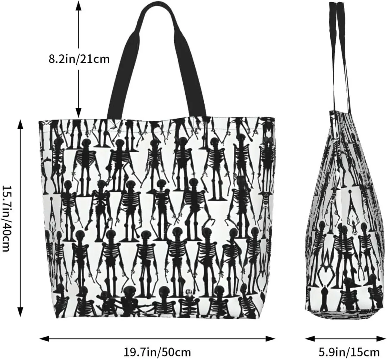 Black White Glitter Print Shoulder Bag For Women Shopping Bags Tote Bag Large Storage Handbag Grocery Bags
