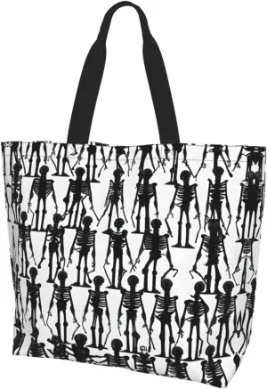 Black White Glitter Print Shoulder Bag For Women Shopping Bags Tote Bag Large Storage Handbag Grocery Bags