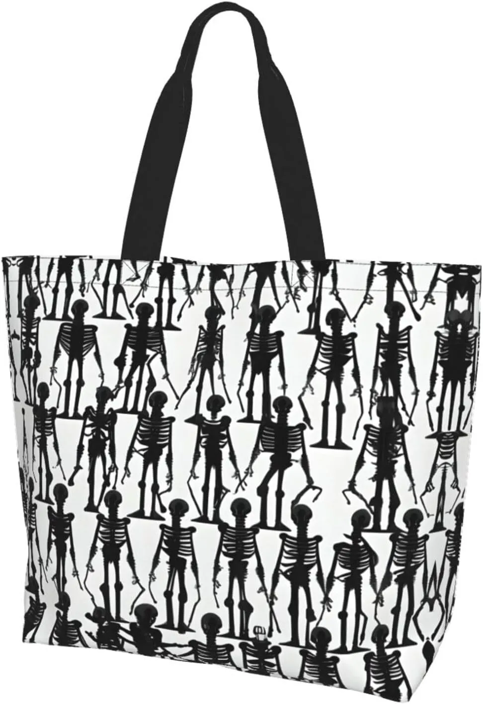 Black White Glitter Print Shoulder Bag For Women Shopping Bags Tote Bag Large Storage Handbag Grocery Bags