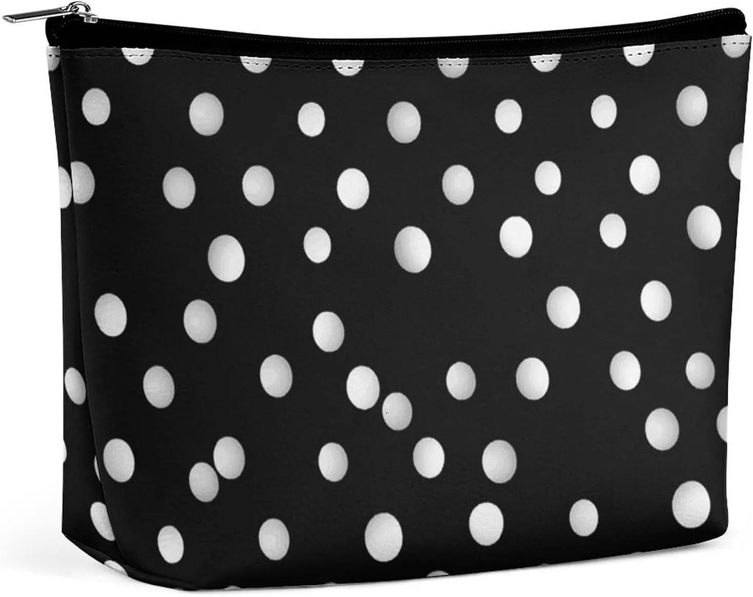 Black White Polka Dots Travel Makeup Bag Large Toiletry Bag for Women Waterproof Cosmetic Bags for Purse Portable Makeup Organizer Bags Cute Zipper Pouch Cosmetic Pouch Funny Travel Makeupbag