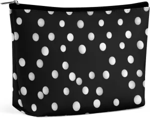 Black White Polka Dots Travel Makeup Bag Large Toiletry Bag for Women Waterproof Cosmetic Bags for Purse Portable Makeup Organizer Bags Cute Zipper Pouch Cosmetic Pouch Funny Travel Makeupbag