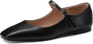 Black,Silver Ballet Flats for Women - Soft and Comfortable Mary Jane Shoes with Ankle Buckles for Work, Party, and Everyday Outfits