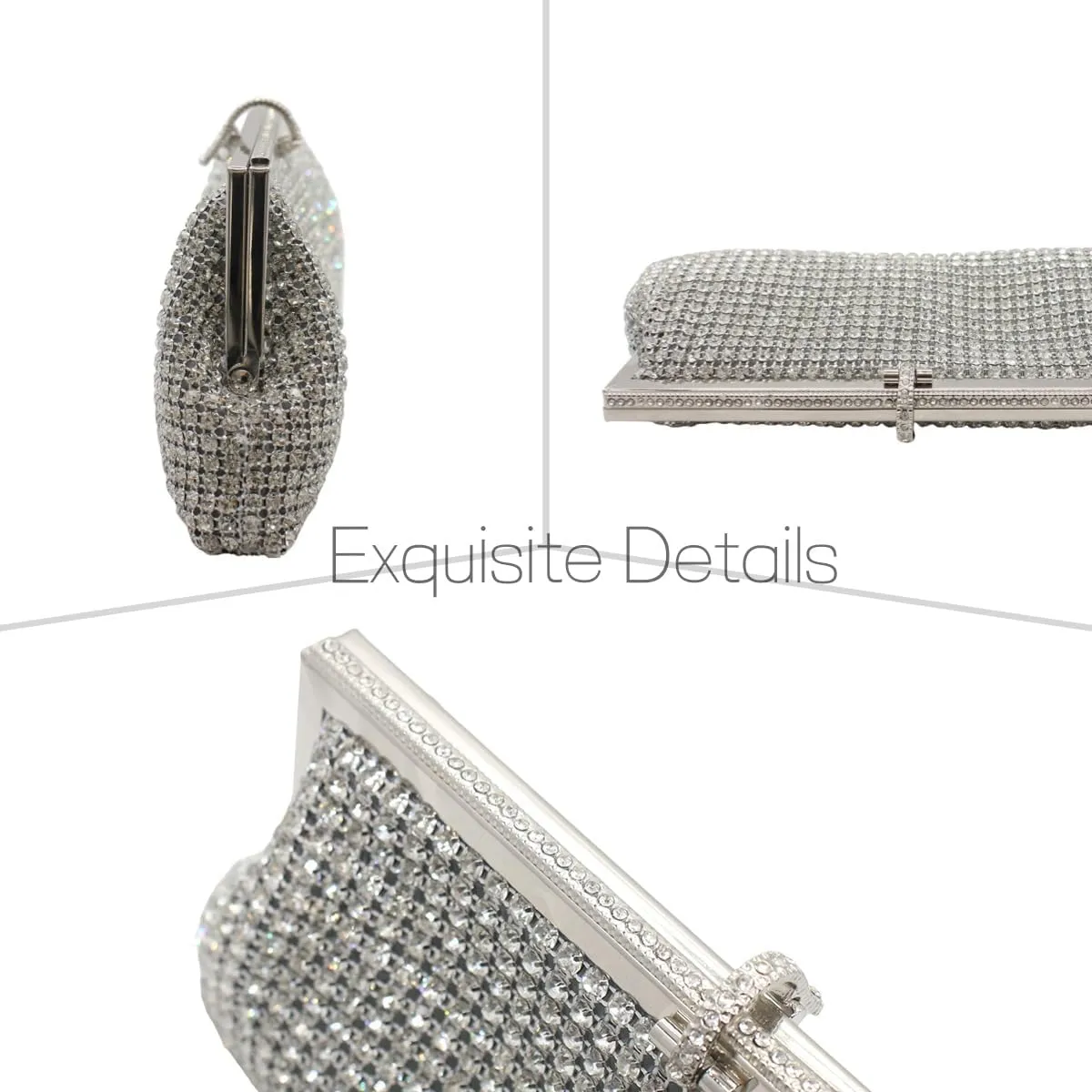 Bling Rhinestone Purse Bags Dumpling Clutch Purses for Women Formal Wedding Party Prom Evening Handbags
