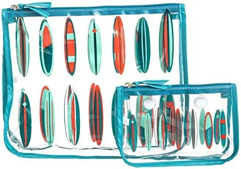 Bogg Bag Clear Designer Zipper Insert (Set of 2) Travel Organizer Storage Pop In (Surf Boards)