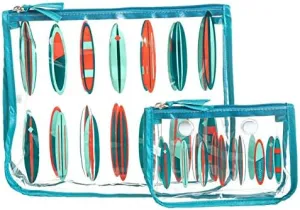 Bogg Bag Clear Designer Zipper Insert (Set of 2) Travel Organizer Storage Pop In (Surf Boards)