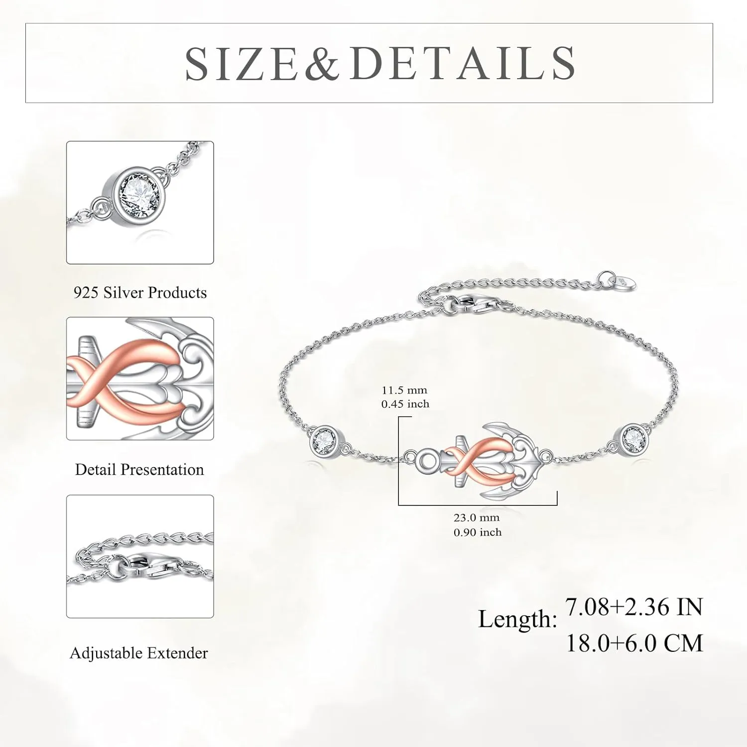 Bracelets for Women 925 Sterling Silver Mustard Seed/Clover/Sunflower/Rose Flower/Evil Eye/Star/Infinity/Turtle/Witches Knot/Celtic/Cross Bracelet Jewelry Gift for Women Mother Wife Sisters