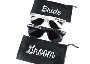 Bride Sunglasses and Groom Sunglasses Set with Bags by BellaCuttery for Honeymoon or Destination Wedding