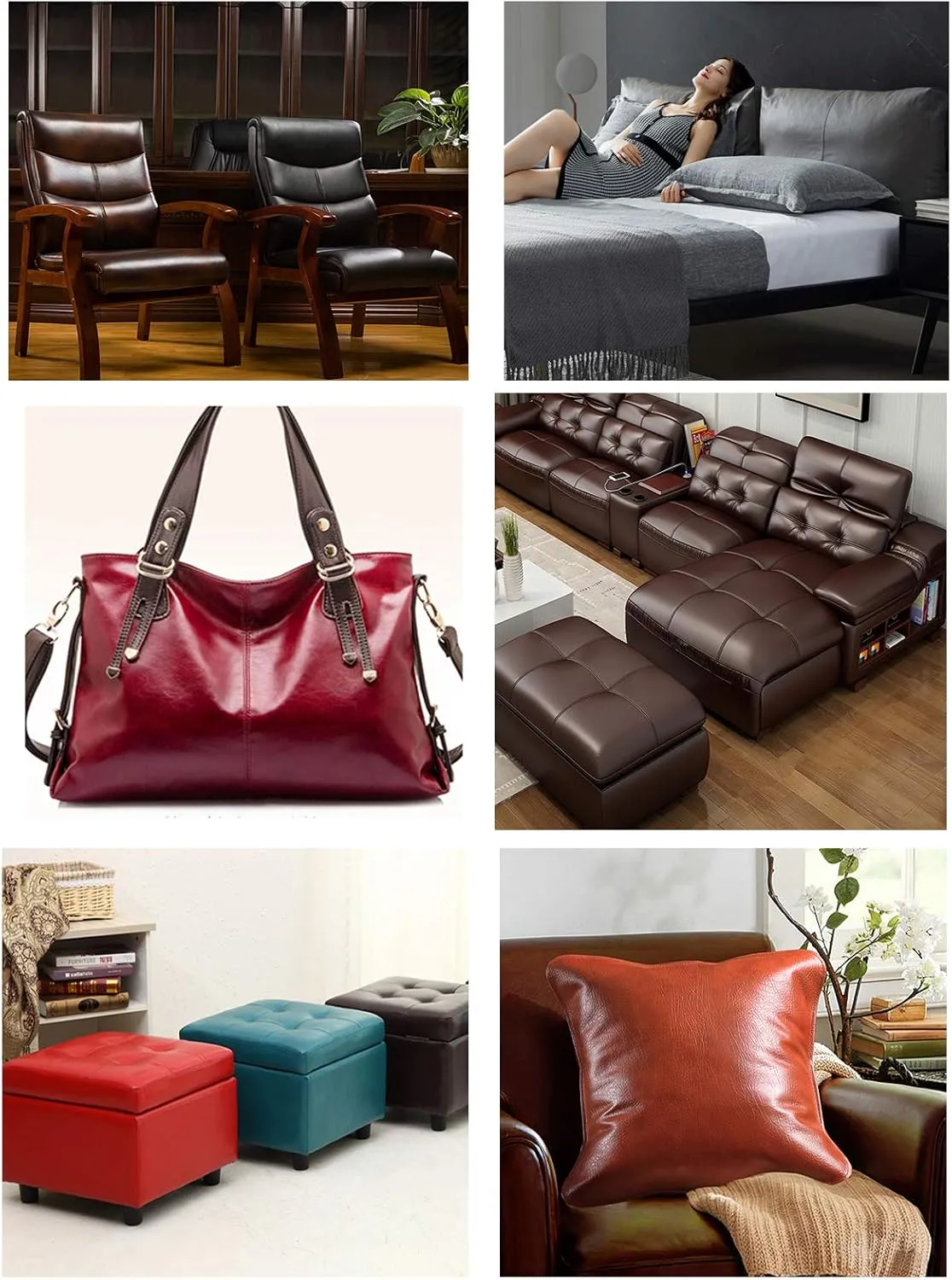 Bright Solid Color Oil Wax Faux Leather Fabric Upholstery by Meter, Waterproof Soft Synthetic PU Fabric for Crafts DIY Headboard Chairs Sofa Repair 138x100cm 54''x39''(Color:18 RED)