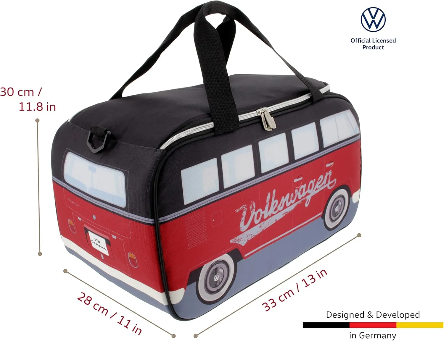 BRISA VW Collection - Volkswagen Insulated Cool-Warm Thermo Picnic Lunch Bag Box for Food in T1 Bus Design (25 Liters/6.6 Gallons)