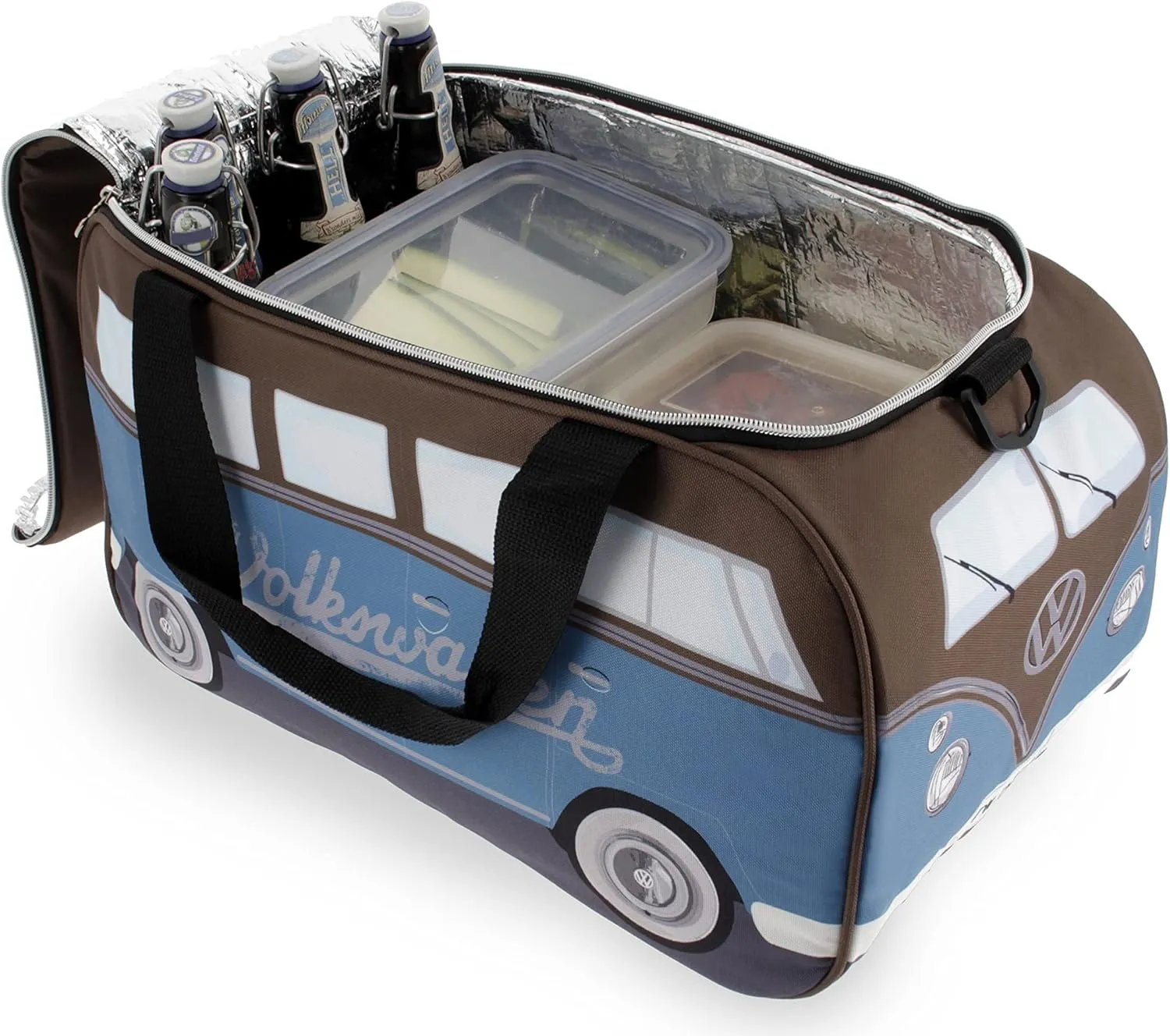 BRISA VW Collection - Volkswagen Insulated Cool-Warm Thermo Picnic Lunch Bag Box for Food in T1 Bus Design (25 Liters/6.6 Gallons)