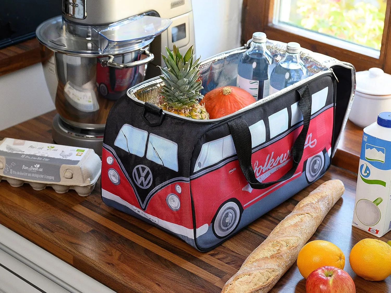 BRISA VW Collection - Volkswagen Insulated Cool-Warm Thermo Picnic Lunch Bag Box for Food in T1 Bus Design (25 Liters/6.6 Gallons)
