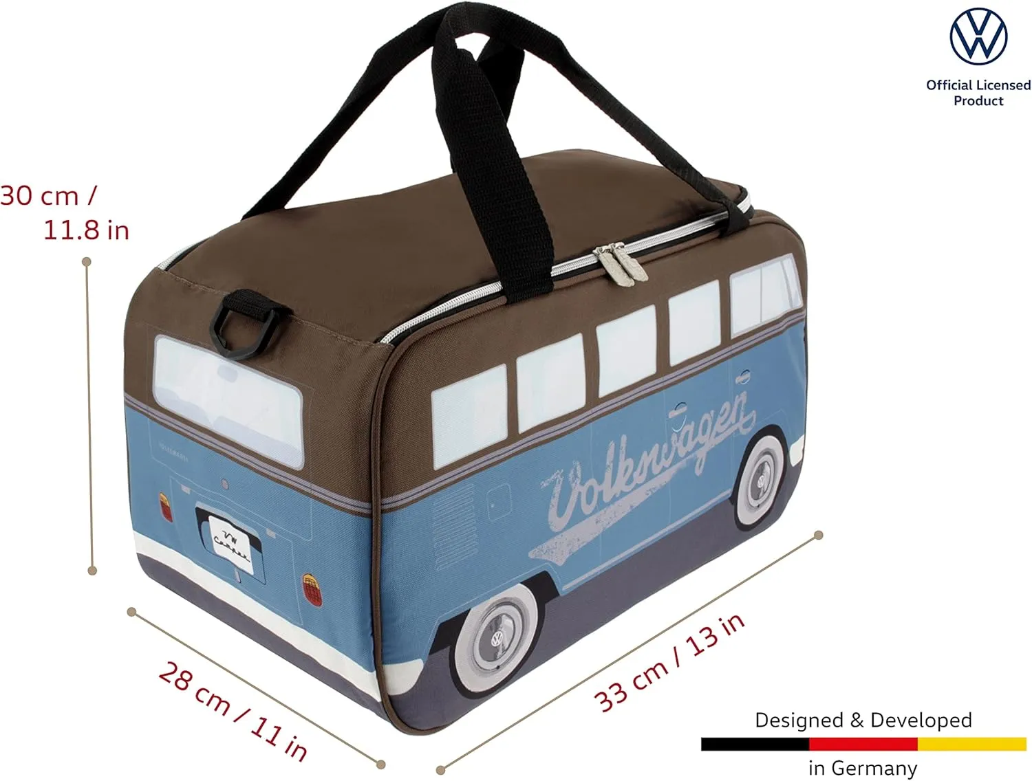 BRISA VW Collection - Volkswagen Insulated Cool-Warm Thermo Picnic Lunch Bag Box for Food in T1 Bus Design (25 Liters/6.6 Gallons)