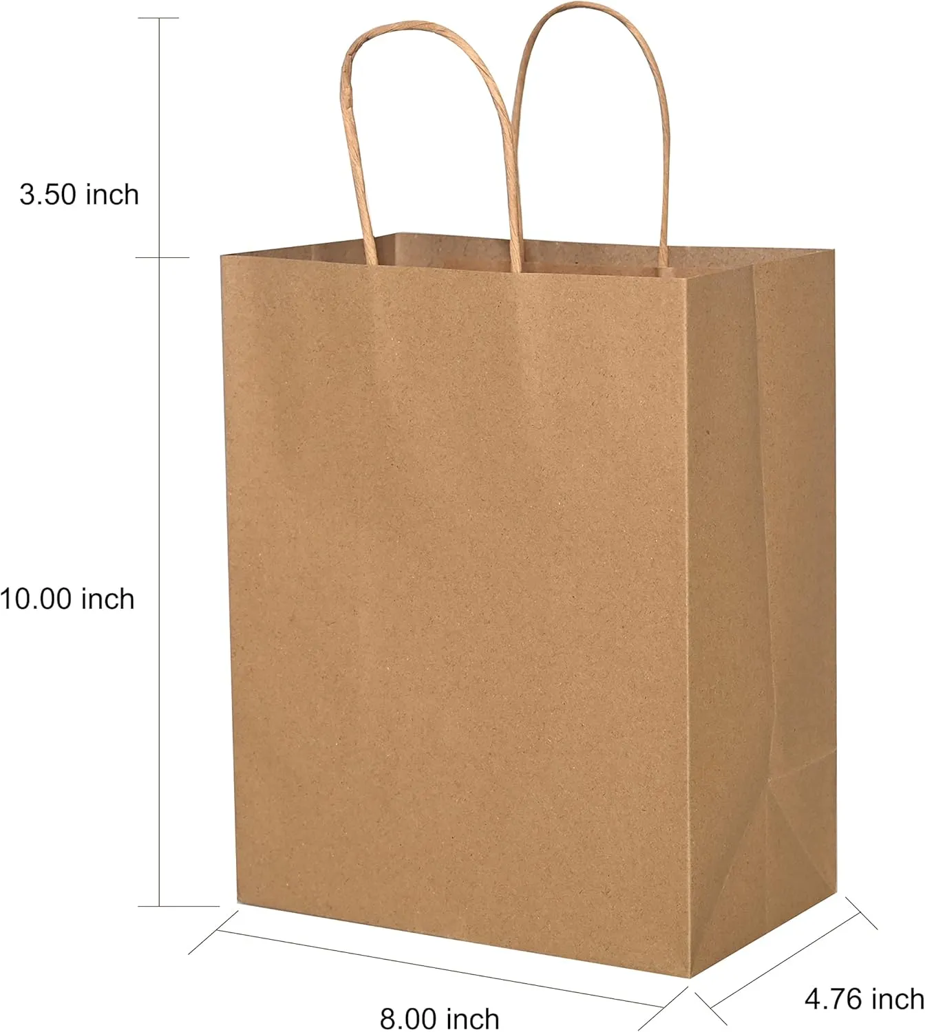 Brothersbox Brown Paper Bags with Handles Bulk 100PCS Kraft Paper Gift Bags, 8x4.76x10 Inch Medium Size, Perfect for Crafts, Gifts, To-Go Orders, and Eco-Friendly Use