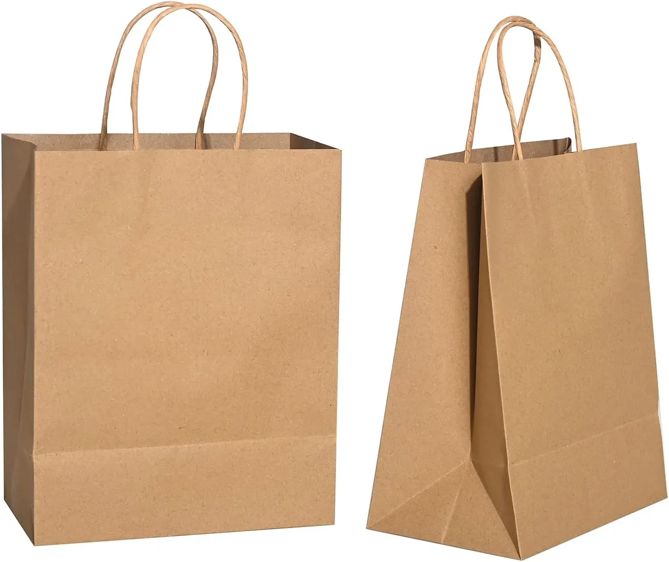 Brothersbox Brown Paper Bags with Handles Bulk 100PCS Kraft Paper Gift Bags, 8x4.76x10 Inch Medium Size, Perfect for Crafts, Gifts, To-Go Orders, and Eco-Friendly Use
