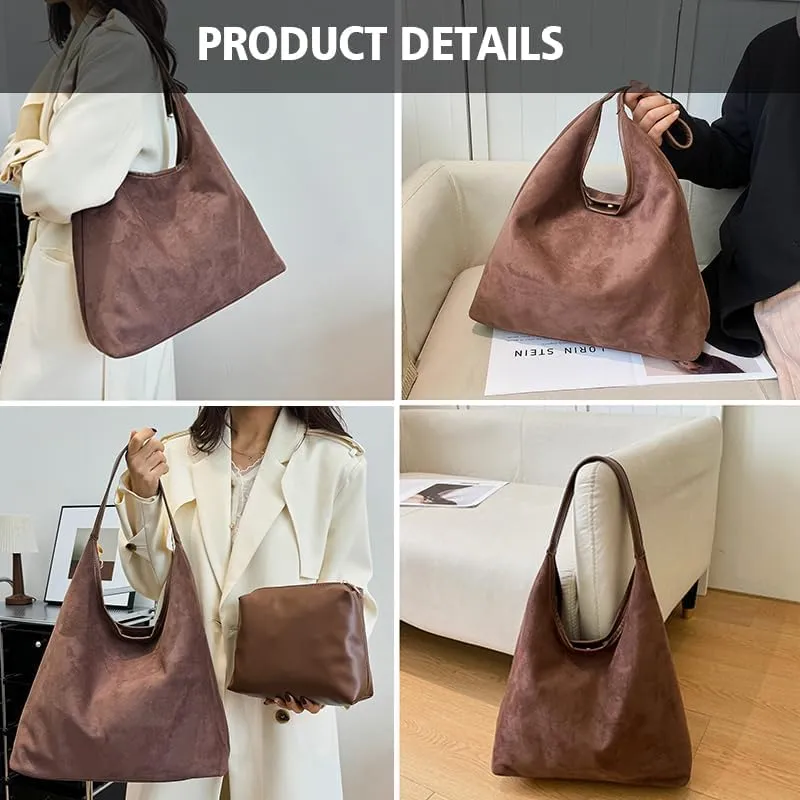 Brown Suede Bags for Women 2024 New Brown Suede Tote Bag for Women Suede Bag Brown Suede Purse Bag
