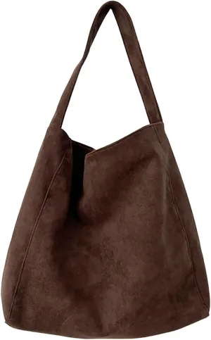 Brown Suede Bags for Women - 2024 New Large Brown Suede Hobo Tote Handbag, Slouchy Purse Shoulder Bag Travel Winter Fall