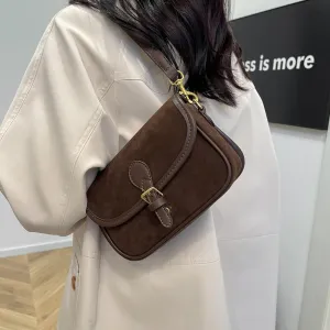 Brown Suede Crossbody Bag - Trendy Satchel Purse for Women - Burgundy Wine Color - Fall